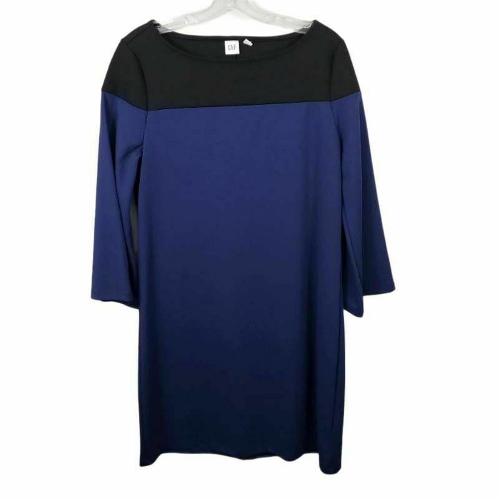 Gap Womens Shift sheath Dress Blue Color Block Stretch sz Sm work office